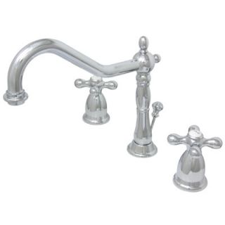 Heritage Widespread Bathroom Faucet with Double Porcelain Cross