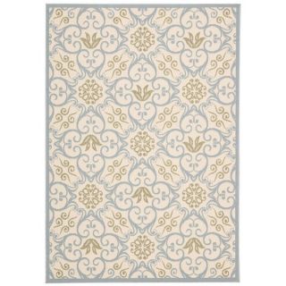 Rug Squared Jupiter Indoor/Outdoor Ivory Blue Rug (93 x 129