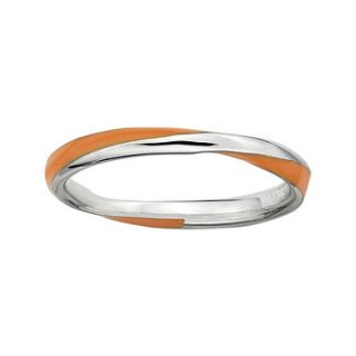 Personally Stackable Sterling Silver Twisted Orange Enameled Ring