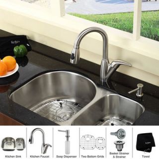 Kraus Stainless Steel 30 x 19.5 Undermount Double Bowl Kitchen Sink