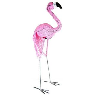 Handmade 15 inch Tall Beaded Flamingo Sculpture (Zimbabwe)