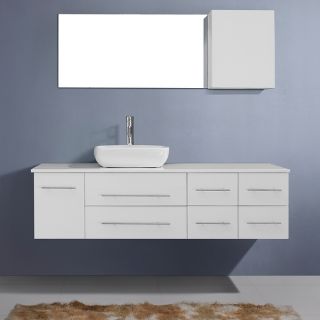 Virtu USA Ivy 59 inch White Single Sink White Stone Vanity Set