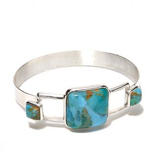 Jay King Crow's Peak 3 Stone Turquoise Sterling Silver Bangle Bracelet   7538732