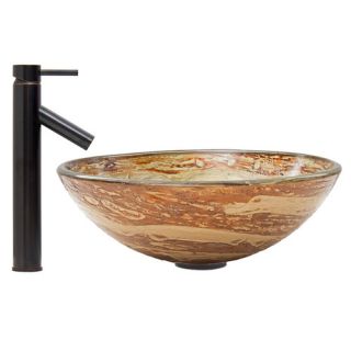 Swirl Glass Vessel Bathroom Sink and Dior Faucet Set