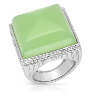 Silver By Giuseppe Pisano Italy Cocktail Ring with CZ/ Simulated