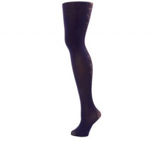 Linea Body by Louis DellOlio Solid Opaque Tights w/ Back Lace Detail —