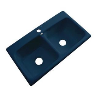 Thermocast Brighton Drop in Acrylic 33x19x9 in. 1 Hole Double Bowl Kitchen Sink in Navy Blue 34120