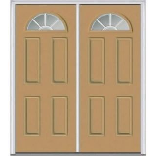 Milliken Millwork 64 in. x 80 in. Classic Clear Glass GBG 1/4 Lite Painted Builder's Choice Steel Double Prehung Front Door Z005139R