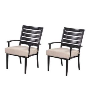 Hampton Bay Marshall Patio Dining Chair with Cushion Insert (2 Pack) (Slipcovers Sold Separately) HD14313