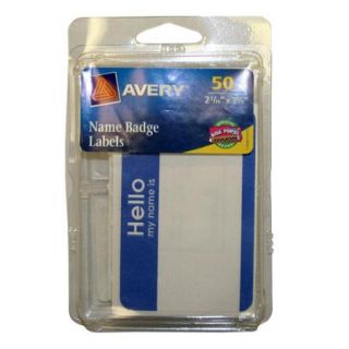Avery Blue Hello Name Badge Labels 6753, 2 3/16" x 3 3/8", 50pk