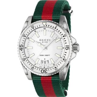 Gucci Mens YA136207 Dive Green and red Nylon Watch   17639594