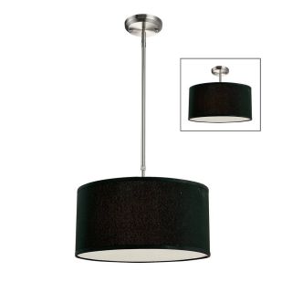 Z Lite Albion 16 in W Black Pendant Light with Fabric Shade