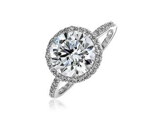 Bling Jewelry Vintage Style Silver Plated Round CZ Engagement Ring