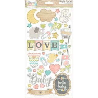 Hello Baby Chipboard Stickers 6X12in   Big
