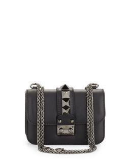 Valentino Lock Half Flap Small Shoulder Bag, Black