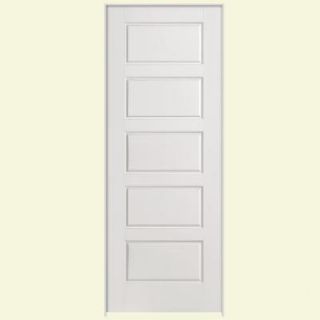 Masonite 36 in. x 80 in. Solidoor Riverside Smooth 5 Panel Equal Solid Core Primed Composite Single Prehung Interior Door 19556