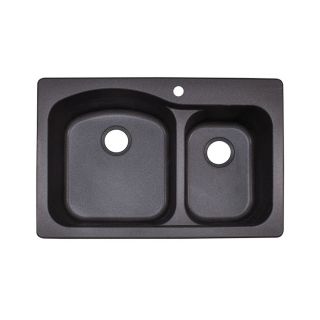 Franke Primo 33 in x 22 in Graphite Double Basin Granite Drop in or Undermount 4 Hole Commercial Kitchen Sink