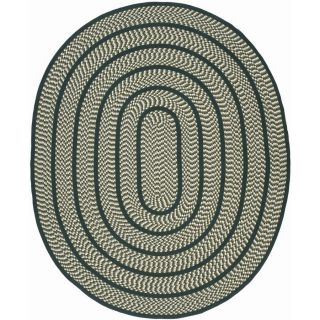 Safavieh Braided Ivory and Dark Green Oval Indoor Braided Area Rug (Common: 8 x 10; Actual: 96 in W x 120 in L x 0.67 ft Dia)