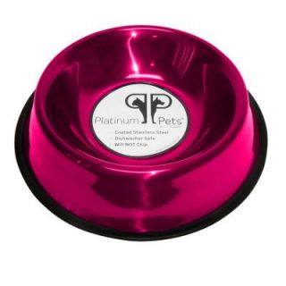 Platinum Pets 4 Cup Stainless Steel Non Embossed Non Tip Bowl in Raspberry NEB32RSP