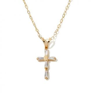 Michael Anthony Jewelry® Kids 14K Yellow Gold CZ Cross Pendant with 13" Ova   7839523