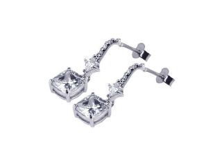 Sterling Silver .925 Cubic Zirconia CZ Dangle Earrings Ladies Jewelry 567 ste00448