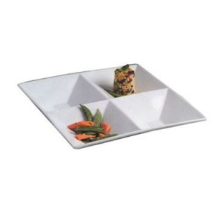 American Metalcraft SQDIV4 12 in Divided Platter w/ 4 Compartments, Porcelain/White