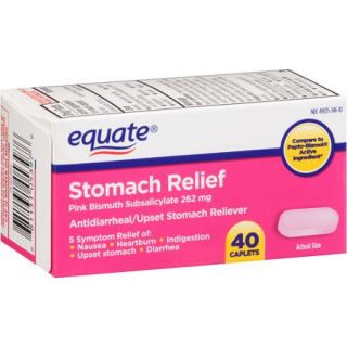 Equate Stomach Relief Caplets, 262 mg, 40 count