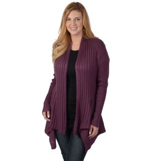 Timeless Comfort by Journee Womens Plus Size Ribbed Long Sleeve Open