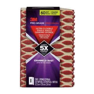 3M Pro Grade Precision 4 7/8 in. x 2 7/8 in. x 1 in. 60 Grit Coarse Ultra Flexible Single Angle Sanding Sponge (Case of 12) 2500PGP60 AUF