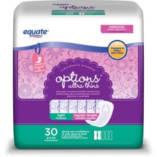 Equate Options Light Bladder Control Pads, 30 count