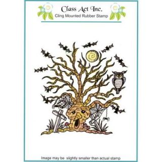Class Act Cling Mounted Rubber Stamp 4.25"X5.75" Haunted Tree