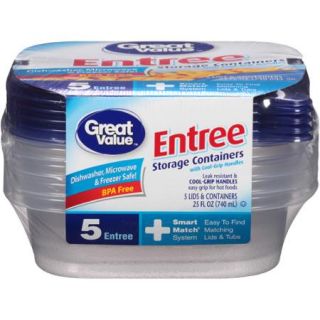 Great Value Entree Storage Containers, 5 count