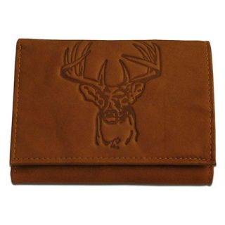 Embossed Deer Head Leather Trifold Wallet 431511