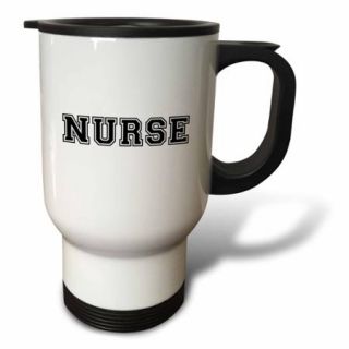 3dRose Nurse in preppy retro black college font on white   proud nursing school graduate   nurses day gifts, Travel Mug, 14oz, Stainless Steel