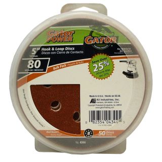 Gator 50 Pack 5 in W x 5 in L 80 Grit Commercial 8 Hole Hook and Loop Sanding Disc Sandpaper