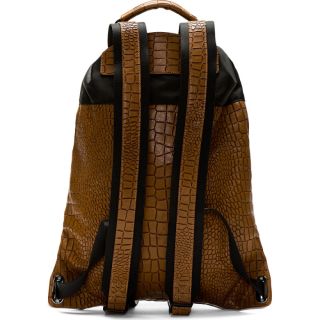Krisvanassche Brown Leather Embossed Croc Backpack
