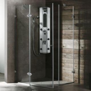 Vigo Verona 40 in. x 73.375 in. Frameless Neo Angle Shower Enclosure in Chrome and Clear Glass VG6061CHCL42