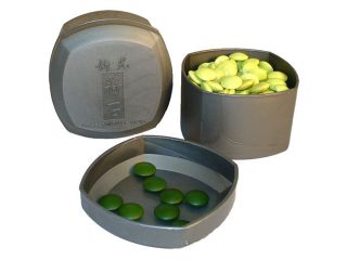 Worldwise Imports Green and Jade Go Stones in Grey Go Bowls