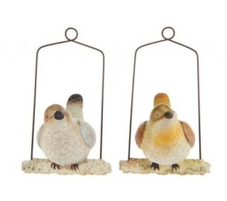Set of 2 Chirping Brown Birds on Swing by Valerie   H198992 —