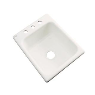 Thermocast Crisfield Drop In Acrylic 17 in. 3 Hole Single Bowl Entertainment Sink in Biscuit 26303