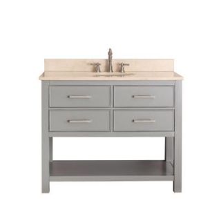 Avanity Brooks 43 in. W x 22 in. D x 35 in. H Vanity in Chilled Gray with Marble Vanity Top in Galala Beige and White Basin BROOKS VS42 CG B