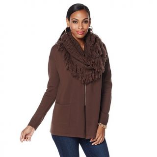Jamie Gries Collection Cardigan and Fringe Scarf Set   7831177