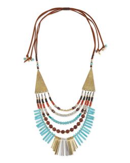 Nakamol Multilayer Turquoise Magnesite & Leather Necklace