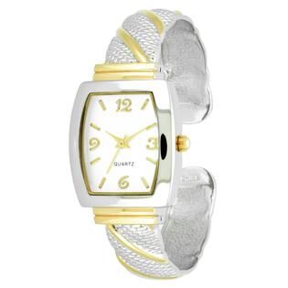 Ladies Watch w/Cushion GT Case, Silver Dial and TT Swirl Accent Bangle