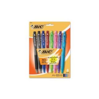 Bic Bu3 Side Click Retraction Ball Pen   Medium Pen Point Type   1 Mm Pen Point Size   Red, Green, Purple, Pink, Blue, Turquoise, Black Ink   Turquoise, Red, Green, Purple, Pink, Black, (BU3AP81AST)