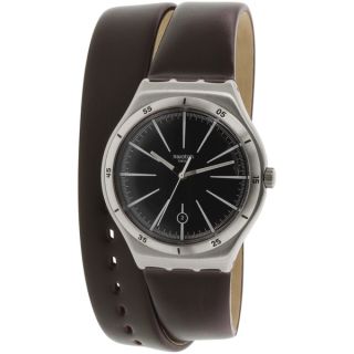 Swatch Mens YWS409 Irony Brown Leather Watch   17506115  