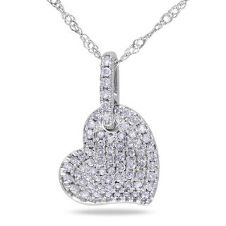 Miadora 10k White Gold 1/10ct TDW Diamond Heart Necklace (H I. I2 I3)
