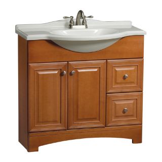 ESTATE by RSI Premier Euro Cinnamon Integral Single Sink Maple Bathroom Vanity with Cultured Marble Top (Actual: 37 in x 19 in)