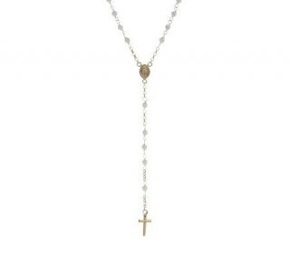 21 White Agate Rosary Style Necklace 14K Gold —