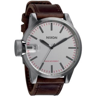Nixon Mens Chronicle A1271113 00 Brown Leather Quartz Watch with